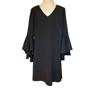 Catherine Malandrino Black Couture Bell Sleeve Witchy Dress S 8 Goth Party